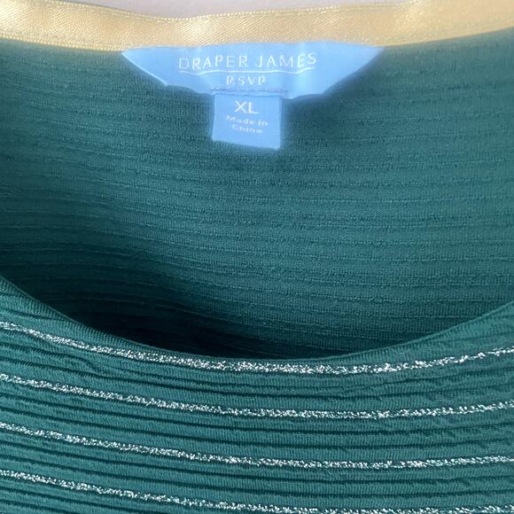 Draper James RSVP Green w/ Metallic Threads Short Sleeve Dress Sz XL - Picture 4 of 5